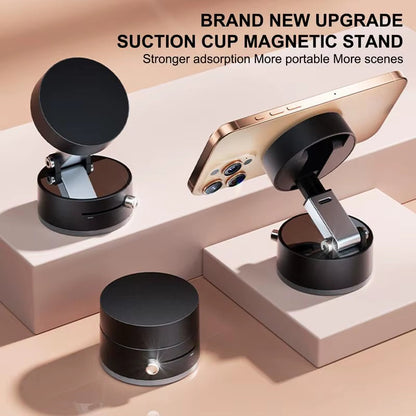 Vacuum Magnetic Suction Cup Folding Swivel Phone Stand with 360-Degree Rotation for iPhone and Mobile Devices