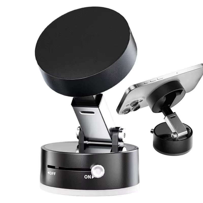 Vacuum Magnetic Suction Cup Folding Swivel Phone Stand with 360-Degree Rotation for iPhone and Mobile Devices